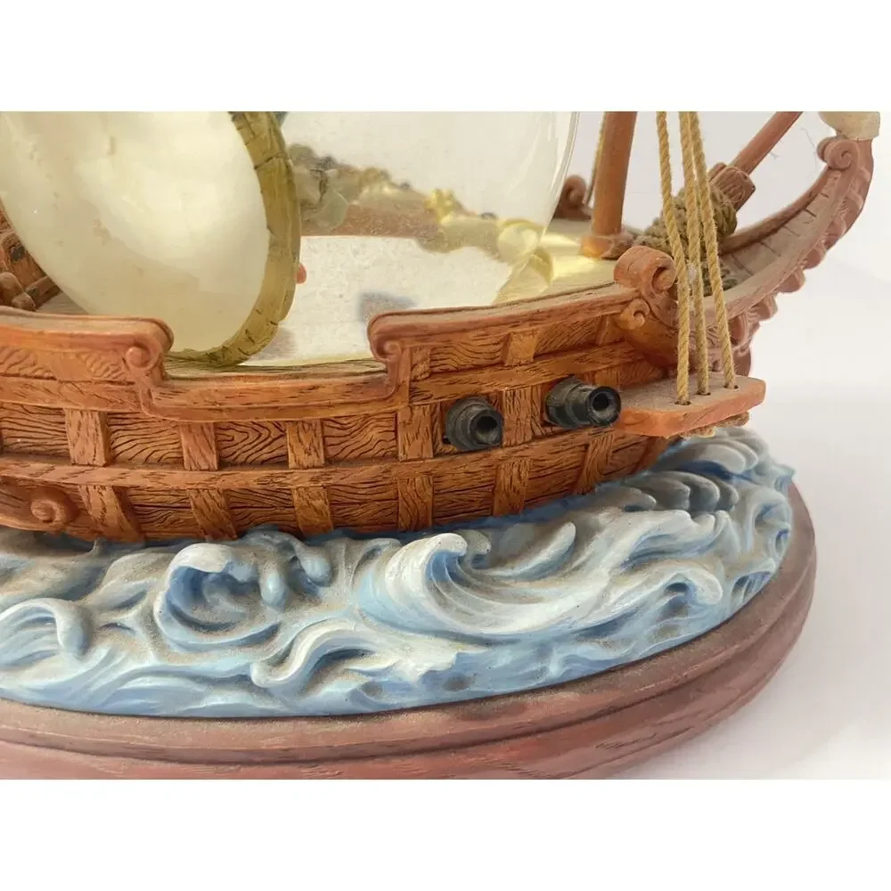 Disney Peter Pan Captain Hook Musical Snow Globe Ship “You Can Fly” – AS IS